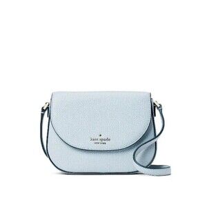 New Kate Spade Leila Mini Flap Crossbody Pebble Leather Frosty Sky